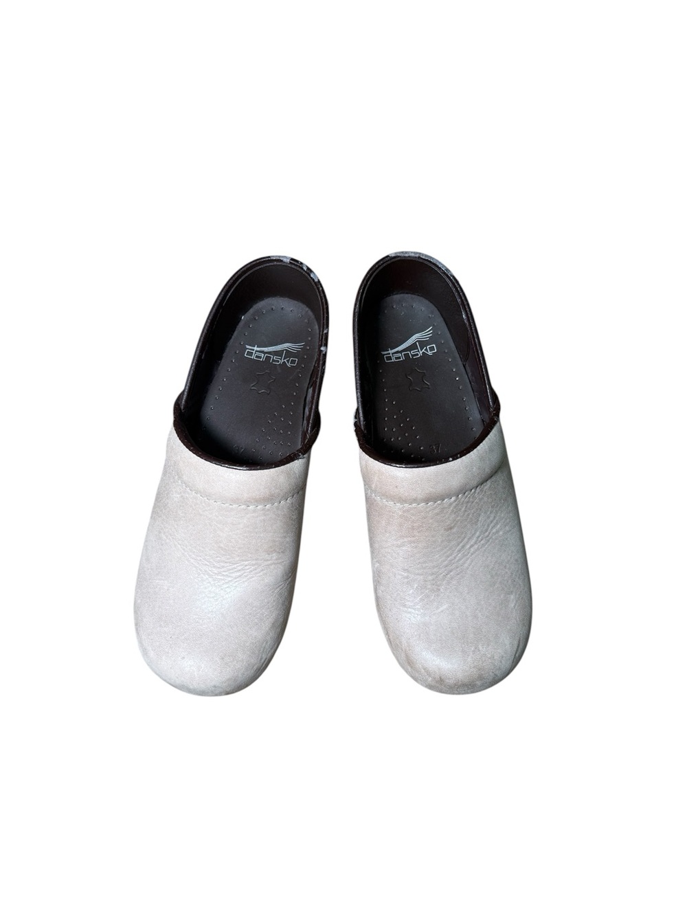 Dansko Professional Bone Off White Leather Clogs Size 37 (Read Description)